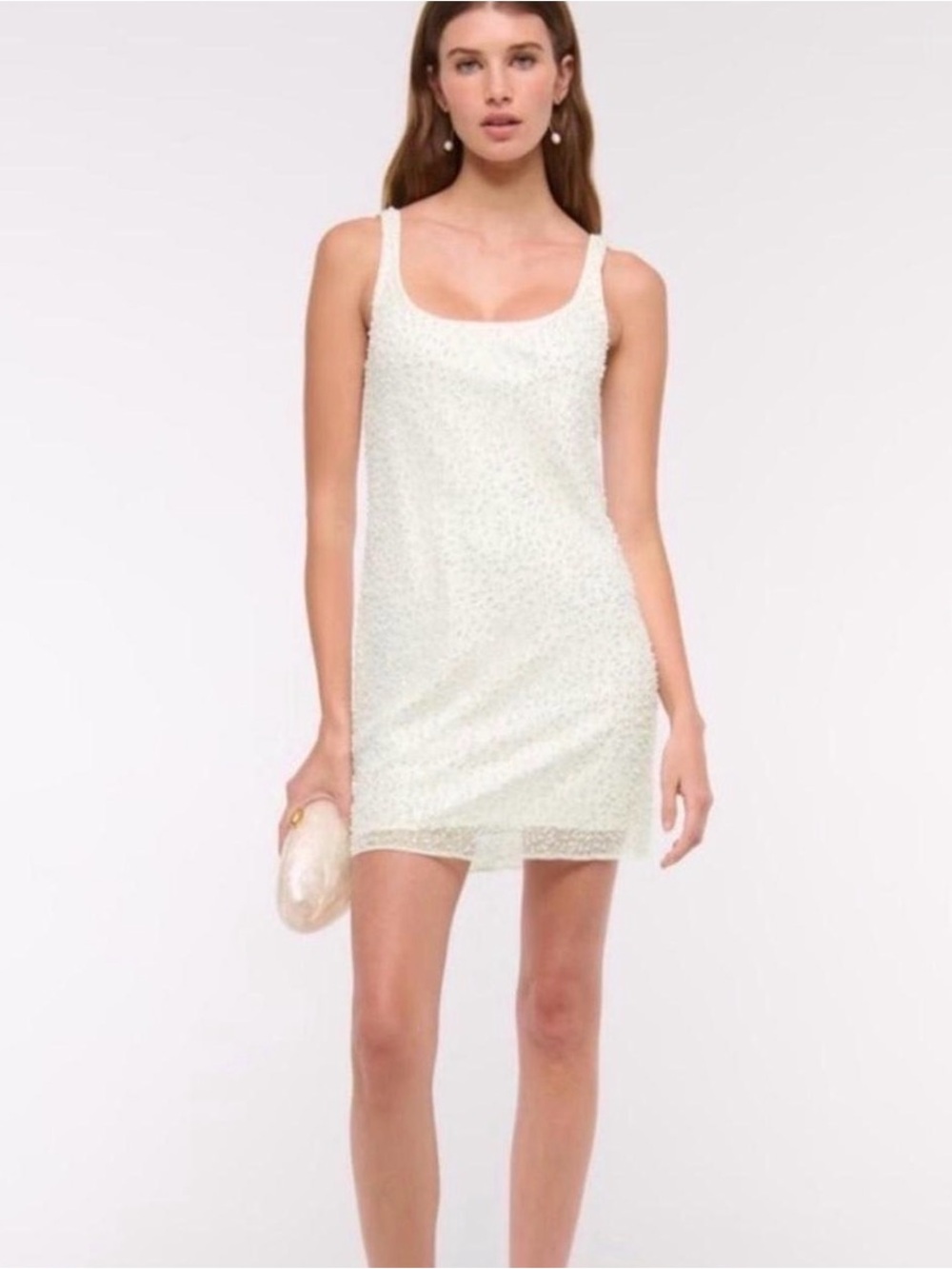 Abercrombie and Fitch Ivory Beaded Slip Dress